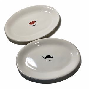 NWT Rae Dunn HERS & HIS Oval plates 8”x5.5”